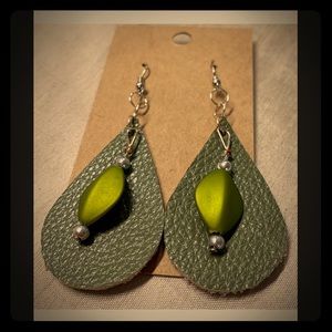 Genuine leather handmade earrings with jewels